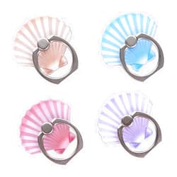 JCSMARTEC 4PACK Cute Phone Ring Holder Grip, Funny Mermaid Sea Shell Conch 360 Rotation Cellphone Stand Finger Mount Kickstand (Shell)