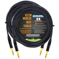 WORLDS BEST CABLES 2 Units - 18 Foot - Canare L-4E6S, Star Quad Balanced TRS Patch Cable with Eminence Gold E502 TRS Stereo Plugs - Custom Made