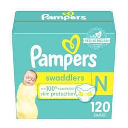 Pampers Swaddlers Diapers Newborn - Size 0, 120 Count, Ultra Soft Disposable Baby Diapers