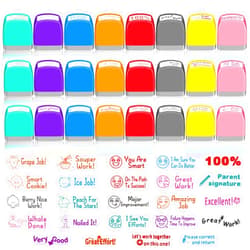 Yinder 24 Pcs Teacher Stamps for Classroom Self Inking Classroom Stamps Bulk for Teachers Elementary Colorful Motivational Encouraging Gifts(Classic)