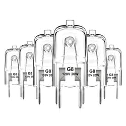 Flaspar G8 Halogen Light Bulbs, 20W G8 Bi-Pin Base Halogen Bulb, 120V Dimmable T4 JCD Type G8 Base for Microwave Hood Light Bulb, Warm White Under Cabinet Puck Lights Replacements, Xenon Bulb, 6 Pack