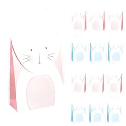 Cheerland 12 PCS Blue and Pink Bunny Paper Bags Kids Birthday Easter Day Paper Gift Bags Adorable Bunny Rabbit Sweet Candy Bags for Happy Easter Garden Tea Party Favors Decorations Supplies