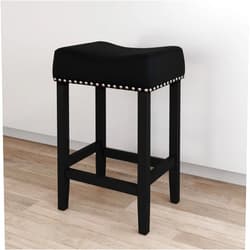 Nathan James Hylie Nailhead Wood Pub-Height Kitchen Counter Bar Stool, 24
