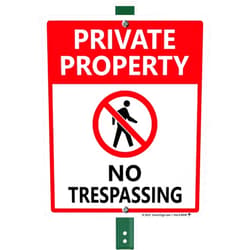 SmartSign No Trespassing Signs Private Property, 10 x 12 Inches Aluminum Sign with 3 Feet Stake