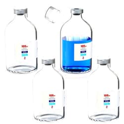 Biomed Solutions Sterile Empty Vial with Reusable Plastic Cap,Ready to Fill Glass Containers, Liquid Injection Bottle Sealed with Self Healing Injection Port (100ml Clear 4pcs)