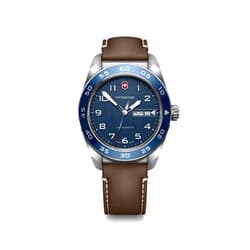 Victorinox Swiss Army Quartz Blue Dial Brown Leather Strap Watch 42mm - 242040