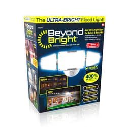 Ontel Beyond Bright Motion Activated Wired LED Flood Light - Ultra-Bright, Weather-Resistant Light with 3 Adjustable Heads - Maximum Security for Porch, Deck, Yard & More