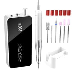 Makartt Electric Nail Drill, 35000RPM Rechargeable Efile with Coreless Motor, Nouvella Portable Nail Filer Machine for Acrylic Gel Removal with Drill Bits Set, Black