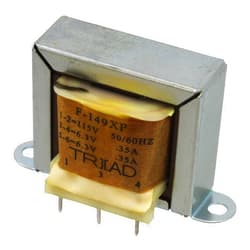 Triad Magnetics F-149XP Transformer, Isolation, 4.5VA, 2 X 6.3V; Power Rating:4.5VA; Isolation Transformer Primary VOLTAGES:1 X 115V; Secondary VOLTAGES:2 X 6.3V; Current Rat