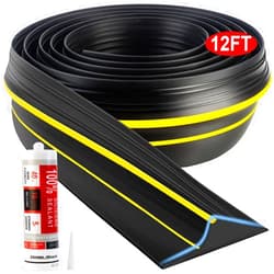 Jin&Bao Universal Garage Door Threshold Seal Strip 12FT Kit, Bottom Waterproof Rubber Weather Stripping Replacement