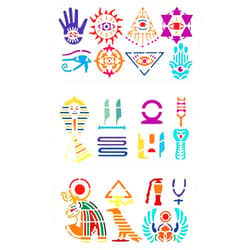 FINGERINSPIRE 3 Pcs Egypt Symbols and Patterns Stencil 5.9x11.8Inch PET Egyptian Hieroglyphic Stencils Reusable Egypt Cartouche Sphinx Eye of Horus Stencil Egyptian Totem Template for Wood Floor Wall