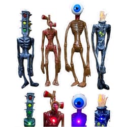 POPRORE 4 PCS Siren Head Toys Siren Head Action Figure Monster Amazing Head Horror Models (Series-E)