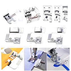 HONEYSEW Sewing Machine Presser Feet 3Pcs Rolled Hem Pressure Foot,3Pcs Narrow Rolled Hem Hemmer Presser Feet & Adjustable Guide Presser Foot, Bias Binder Foot Compatible with Singer,Brother,Juki,etc