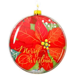 Hallmark Keepsake Ornament Merry Christmas Glass Poinsettia Santa Claus