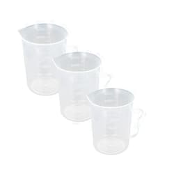 Bettomshin 3Pcs 250ml PP Plastic High Form Graduated Beaker with Handle, Lab Beakers Measuring Cup Multipurpose Mixing Cups Resin Measuring Cup Transparent for Lab Kitchen Liquids