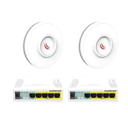 Mikrotik RB260GSP PoE Switch 5-port Gigabit and 1x SFP cage x2 plus x2 DISC Lite5 ac 21dBi outdoor wireless device