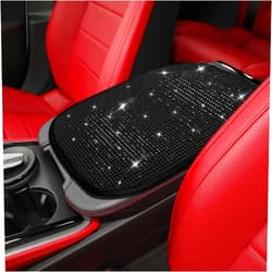 Tecledsn Bling Automotive Center Console Cover, Car Armrest Cover, Leather Memory Foam Armrest Cushion Protection Pad, Universal Car Armrest Storage Box Car Interior Accessories for Vehicles (Black)