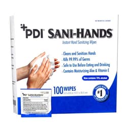 PDI Sani-Hands Hand Sanitizer Wipes, Ethyl Alcohol Wipes Individually Wrapped with Aloe and Vitamin E, Hand Sanitizer Travel, Home, Outdoor Use, 5 in x 8 in, 100 Wipes, 1 Pack