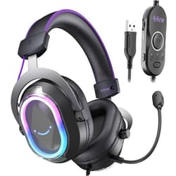 FIFINE Wired USB Gaming Headset: 7.1 Surround Sound - Vibrant Customizable RGB - Game/Chat Balance, Gamer Headphone with Noise Canceling Mic for PC, PS5/PS4, Laptop, Mac - AmpliGame H13BP