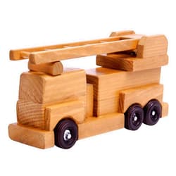AmishToyBox.com Wooden Fire Truck Toy, Hand-Made in Lancaster Pennsylvania (Small, Harvest Stain)