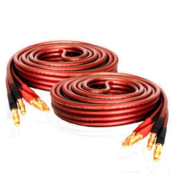 LONPOO 14 Gauge Speaker Wire, Oxygen Free Pure Copper Speaker Cable with 245 Strands Gold Plated Banana Plugs,6.6 Feet 2 Pack for Stereo and Home Theater, 2 Meters Pair