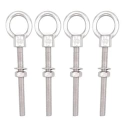 Shonan.Systems SHONAN Heavy Duty Eye Bolt, 316 Stainless Steel Shoulder Eyebolts with Nut and Washer, 4 Pack Marine Grade Threaded Eyebolts for Lifting or Hanging
