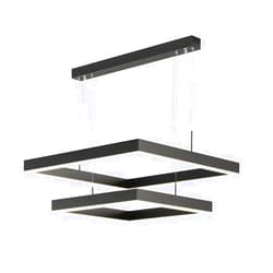 ZCYOU Modern LED Chandelier 2 Square Contemporary Chandelier，dimmable Chandelier is Suitable for Living Room Dining Room，3000 K-6500 K (Warm White/Natural White/Cold White) 80W Black