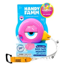 Handy Famm 8Ft Animal-Shaped Kids Tape Measure, Level & Protractor Angle Finder, Fun Educational Children's Tape Measure, Small Measuring Tape for Learning Early Math Skills, Ages 6+, Pink Bird