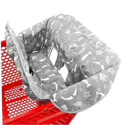 Love&go 2-in-1 Shopping Cart and High Chair Cover for Baby, Padded Cover, Fold'n Roll Style, Portable with Carry Bag (Gray Seaworld)