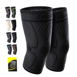 Cambivo 2 Pack Knee Brace, Knee Compression Sleeve Support for Running, Arthritis, ACL, Meniscus Tear, Sports, Joint Pain Relief and Injury Recovery(FDA Approved) (XX-Large (23'' - 25''), Black/Black)
