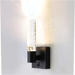MASIVEL Black Wall Sconce with On/Off Switch Button 3000K Crystal Bubble Wall Lamp Modern LED Wall Lights for Bedroom Bathroom Living Room