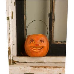 Bethany Lowe Vintage Grinning Mini Pumpkin Bucket
