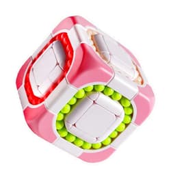ZY-Wisdom Magic Cube 3x3 Rotating 2 in 1 Magic Bean Cube Children'S Educational Puzzle Decompression Shaped Magic Cube Fingertips Creative Toys (Pink)