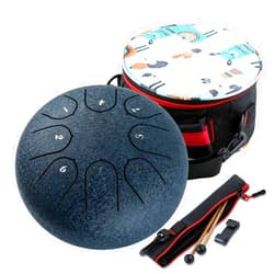 Ubblove Steel Tongue Drum 8 Notes 6 inches Musical Tank Drum Percussion Instrument with Tongue Drum Mallets Carry Bag Gifts for Adult Beginners (Black)