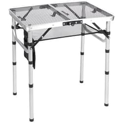 REDCAMP Small Folding Grill Table for Outside, 2Ft Lightweight 4 Height Adjustable Portable Metal Table with Mesh Desktop, Outdoor Table for Camping Picnic Beach and BBQ, Silver