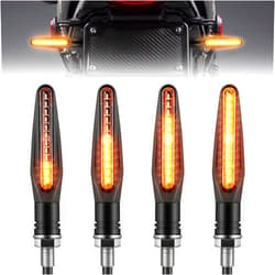 LivTee Super Bright 4PCS Motorcycle Indicators Flowing LED Turn Signal Lights 12V for Motorbike Scooter Quad Cruiser Off Road, Amber Yellow