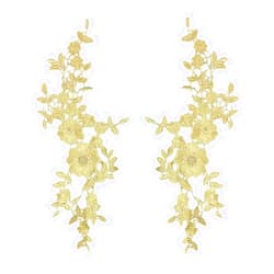 Honbay 1 Pair Gold Flower Leaves Embroidery Applique Patch Sewing Craft Decoration