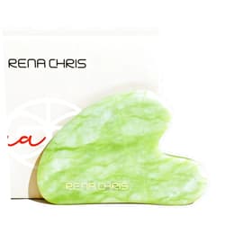 Rena Chris Gua Sha Facial Tools, Natural Jade Stone Guasha, Manual Massage Sticks for Jawline Sculpting and Puffiness Reducing, Scraping Massage Tool, Skin-Care Tool (Mint Green)