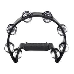 Soulmate Tambourine Metal Jingles Hand Held Percussion Half-Moon Tambourine for Adult Musical Instrument Gift Single Row Tambourines for KTV, Party (Black Tamboruine)