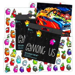 Crenstone Among Us Party Favors Set - Bundle with 240 Among Us Stickers (12 Sheets) and More for Kids, Teens, Adults (Among Us Party Supplies)