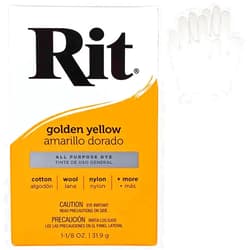 Craft County All Purpose Concentrated Rit Dye Powder Single Pack with Plastic Gloves for Clothing, Décor, and Crafts – Golden Yellow