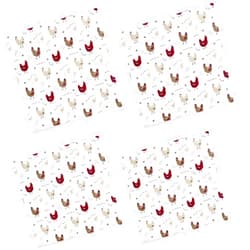 Cackleberry Home Farmhouse Chicken Cotton Fabric Napkins 18 Inches Square, Set of 4