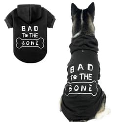 BINGPET Dog Hoodies Bad The Bone Printed - Cold Protective winter Coats Warm Puppy Pet Dog Clothes Black Color Extra Large