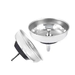 HOMER 2 Pcs Stainless Steel Kitchen Sink Basket Strainer Replacement for 3-1/2 Standard Drain, Kitchen Sink Strainer and Stopper, Basket Replacement with Metal Center Knob, Rubber Stopper Bottom