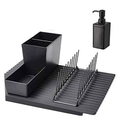 Ikea TSSP Set of Kitchen Utensil Rack/Plate Holder/Soap Dispenser/Dish Drainer Double Sided, Black