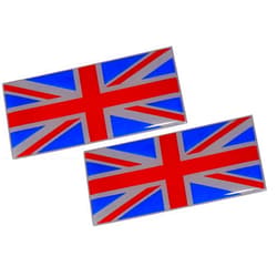 ERPART 2 x British Flag Royal UK English England Mod Union Jack Aluminum Emblem Badge Nameplate Decal Rare (pair/set of 2) for Aston Martin Bentley Berkley Bond British Leyland Daimler Jaguar Jensen Lambretta Land Rover Lotus MG Mini Morgan Morris Rolls Royce Triumph TVR Vauxhall Vespa