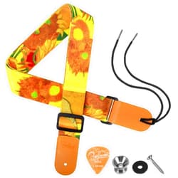 BestSounds Ukulele Strap - BestSounds Uke Shoulder Straps with Leather Ends for Soprano Concert Tenor and Baritone Ukuleles (Van Gogh Sunflower)