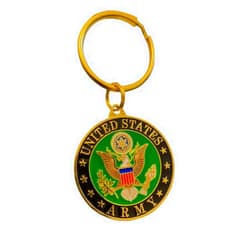 EEC, Inc. US Army Crest Keychain Patriotic Key Rings Military Gifts Collectibles Men Women, Green, 1 1/2