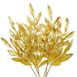 DILATATA 6Pcs Christmas Glitter Leaves Bay Leaves Spray 24