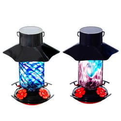 Muse Garden Gifts for Women Solar Hummingbird Feeders for Outdoors Hanging Ant and Bee Proof, Hand Blown Glass Lantern Garden Decor, Moms Birthday Unique, 28oz
